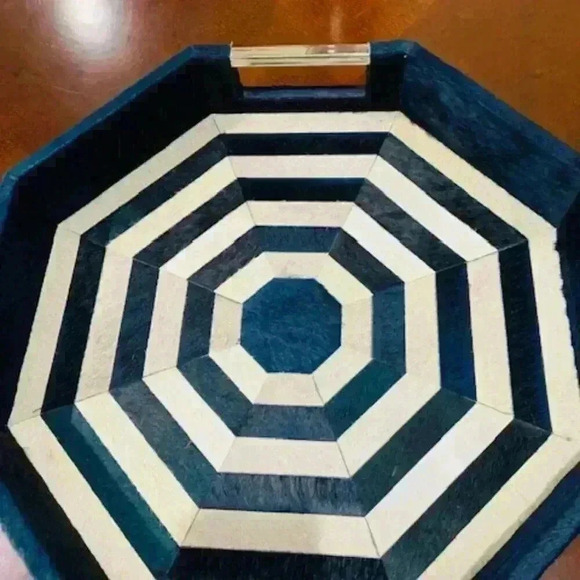 leather tray hexagonal striped pattern - Picture 4 of 7